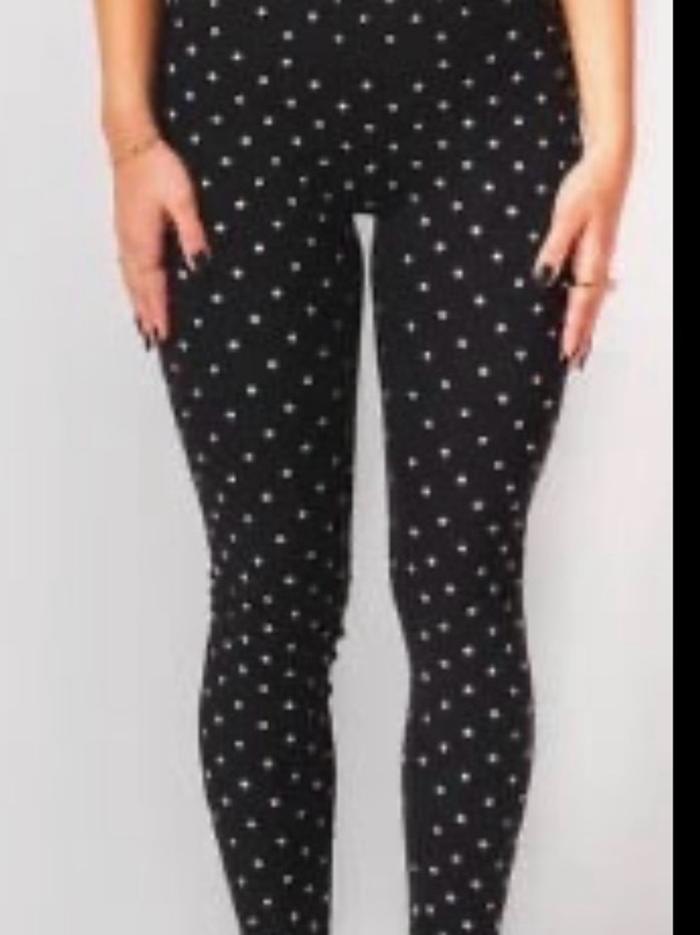 Black Polka Dot Stretch Leggings - Women